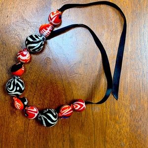 Fabric wrapped necklace from Africa